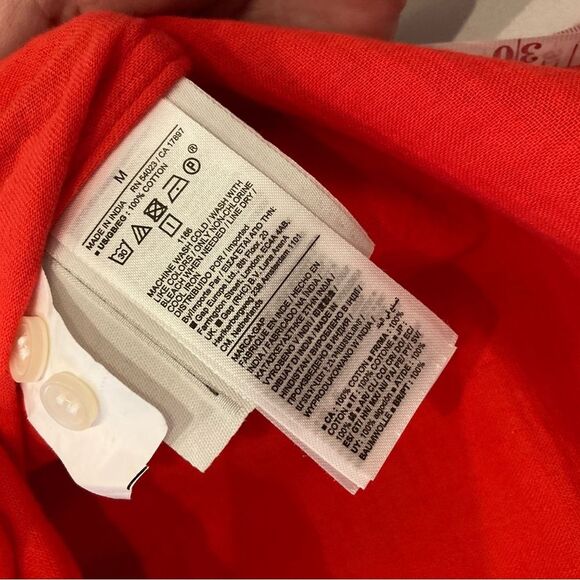 GAP 100% Cotton Gauze Red Button Up Oversized Lightweight Flowy Blouse Size M - Picture 8 of 8